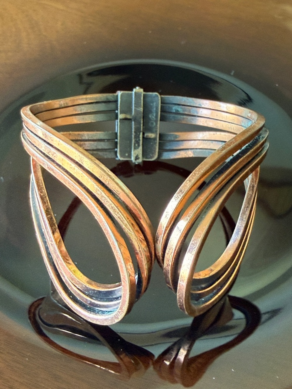 Vintage 1950’s Renoir Rhythm copper wire hinged cuff